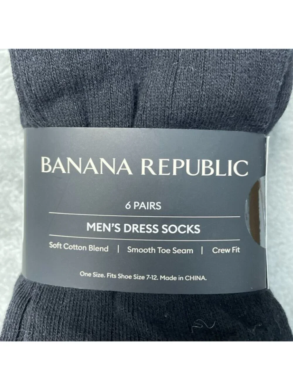 Banana Republic Men's  Dress Socks 6 Pairs Crew Fit Smooth Toe Black e1490